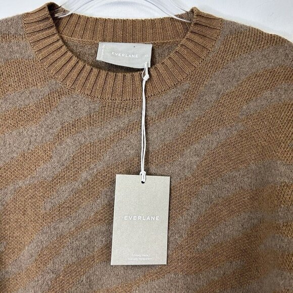 NEW Everlane Alpaca Wool Sweater Women’s Size XS Camel Brown Tiger Stripe - Picture 4 of 10